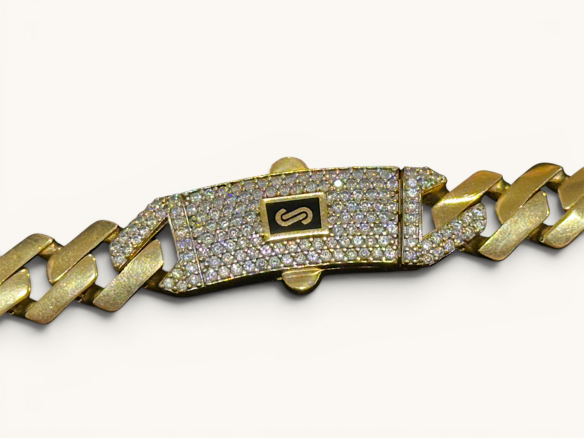 Collar de Eslabón Cubano con Acentos de Diamante de Oro de 10K Monaco Chain Edge 7