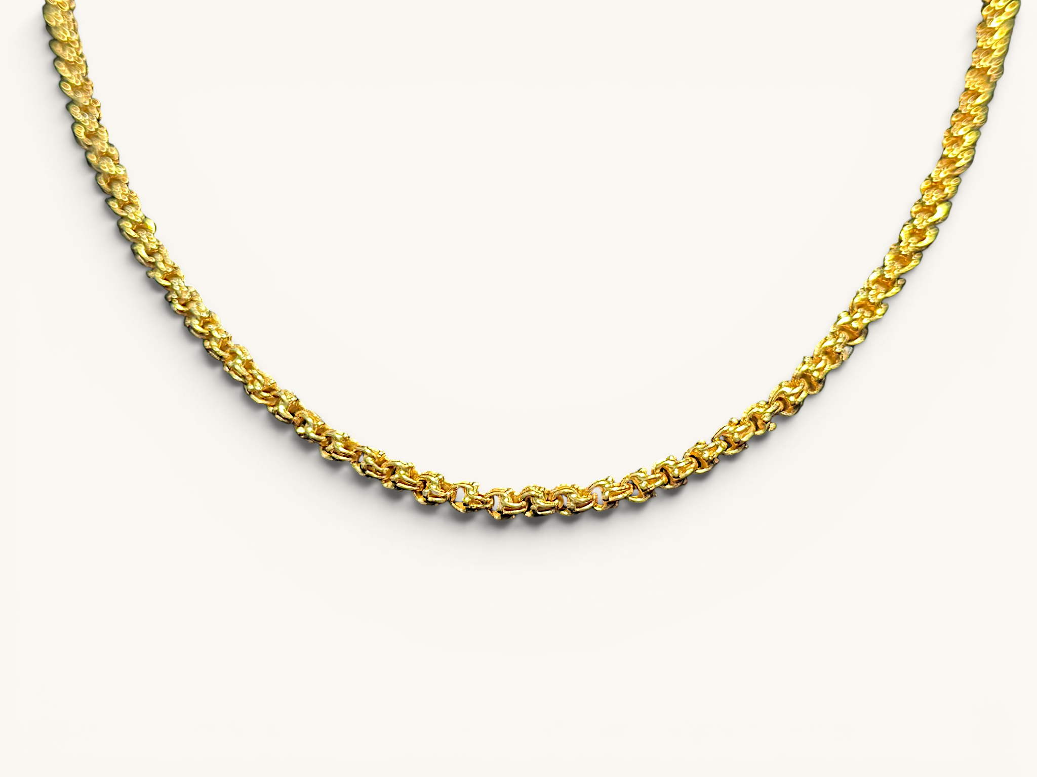 Collar de Cadena de Eslabón Bizantino de Oro Sólido de 14K 2