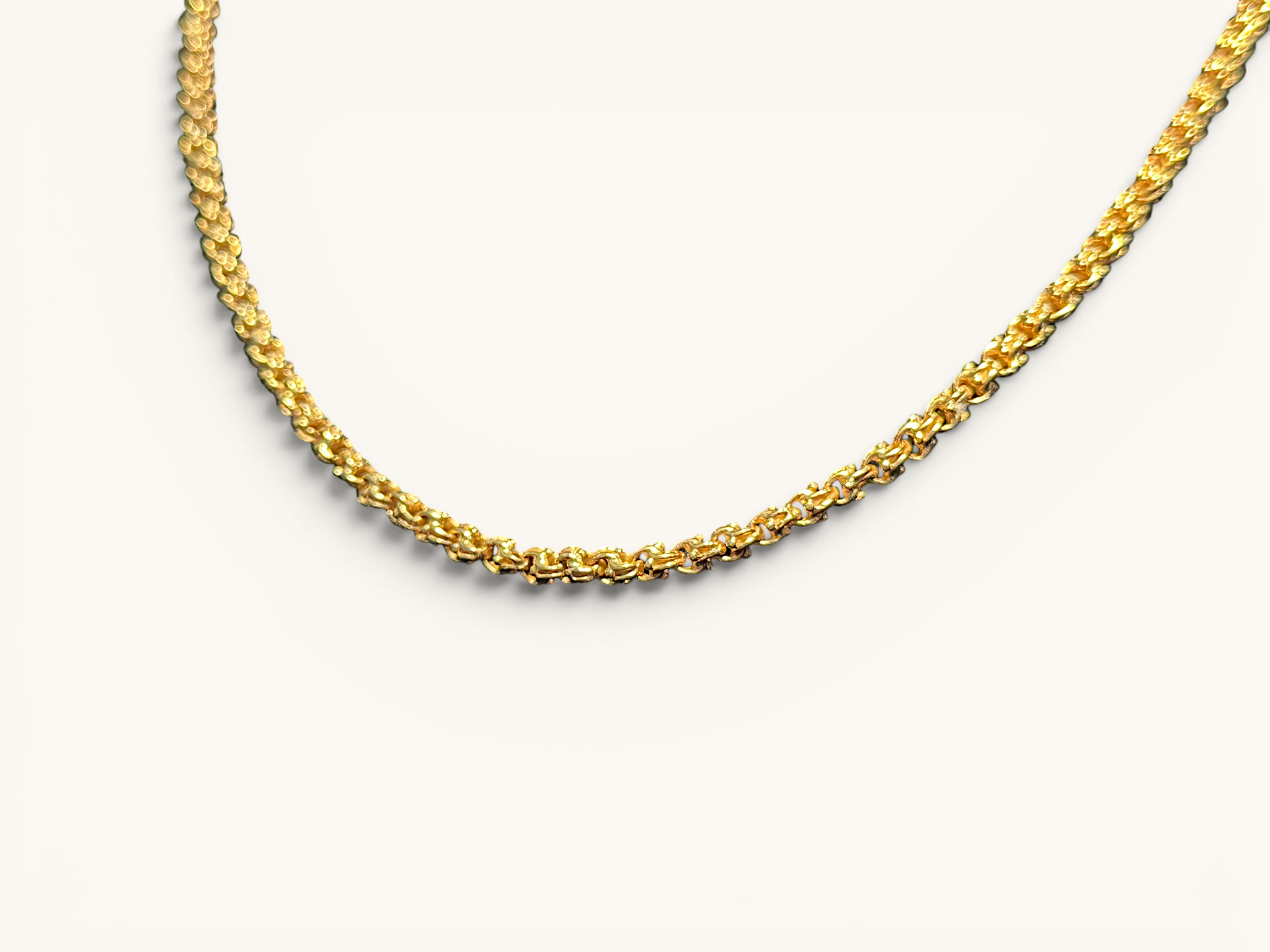 Collar de Cadena de Eslabón Bizantino de Oro Sólido de 14K 3
