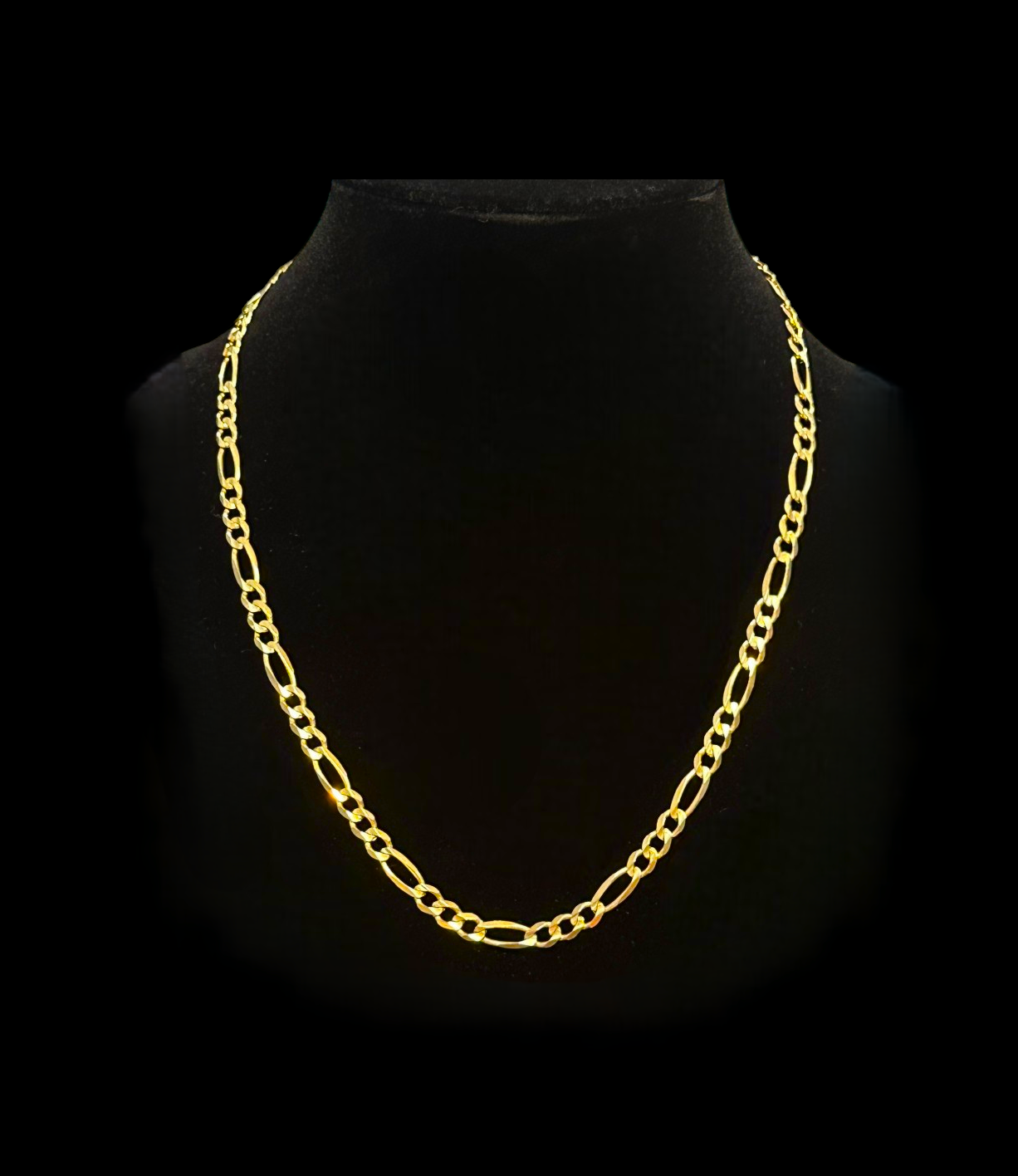 Vintage 14K Gold Diamond Cut Figaro Link Chain Necklace